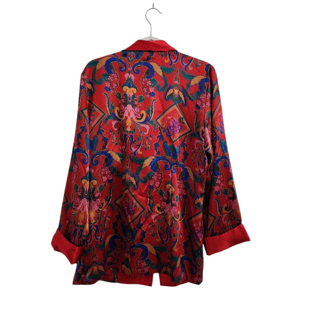 Victoria's Secret‎ Satin Blouse Pajama Top Medium Red Gold Label Y2K Vintage - Picture 6 of 8